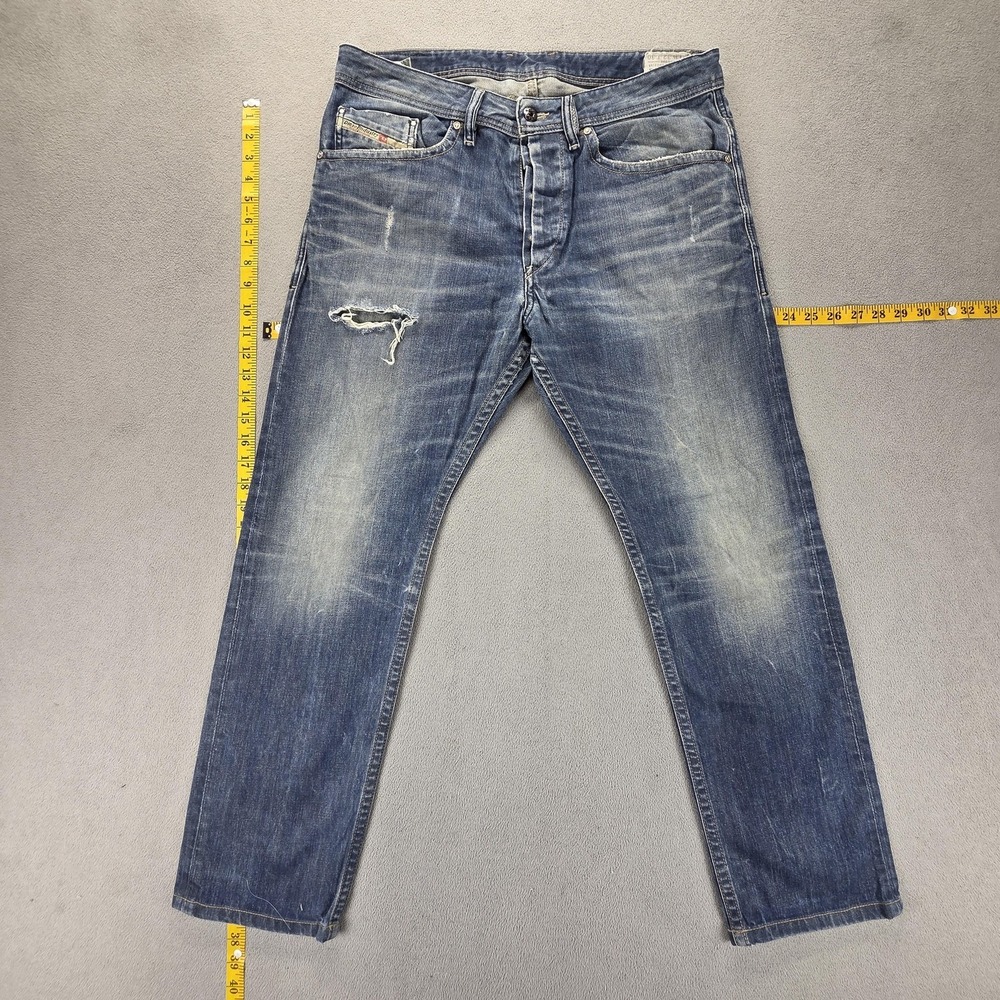 Diesel Jeans Mens 32x30 Blue Braddom Regular Slim Carrot Medium Wash 0805U